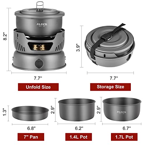 ALOCS Camping Cookware - 11 Piece Lightweight Camp Cooking Set with Portable Camping Stove & Gas Stove Burner - Durable Compact Camping Pot for Hiking Car Camping Vanlife RV - Image 3