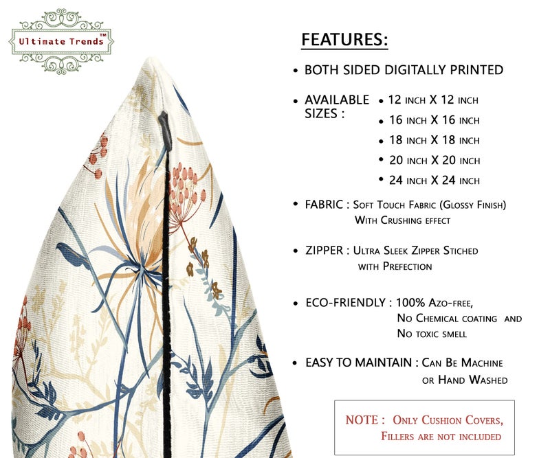 Ultimate Trends Polyester Digital Modern Printed Pillow Cover 12x18 Set of 5, Multi Color (UTCS-1208) - Image 3