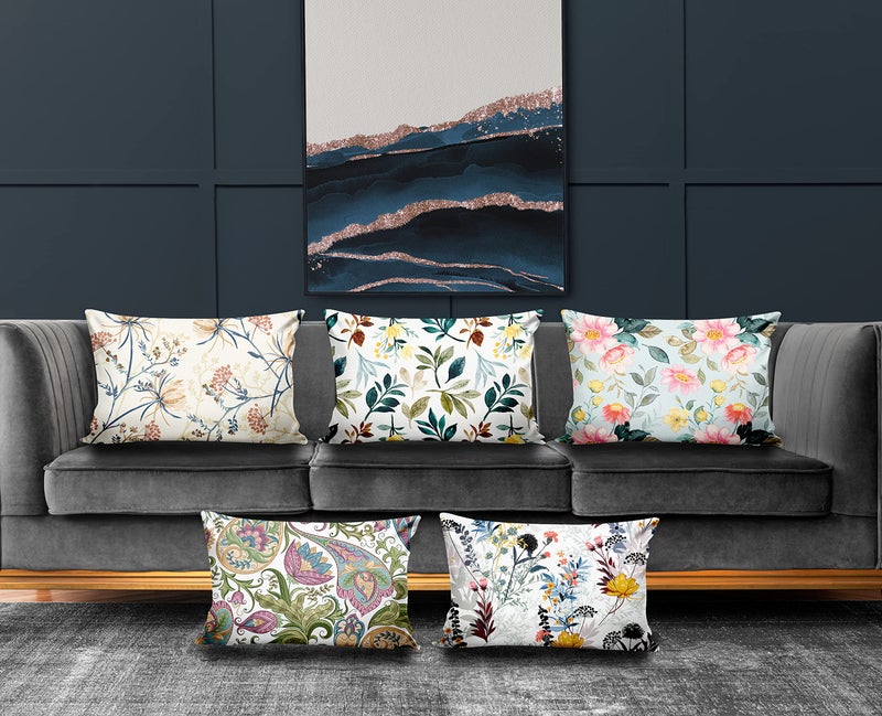 Ultimate Trends Polyester Digital Modern Printed Pillow Cover 12x18 Set of 5, Multi Color (UTCS-1208) - Image 1