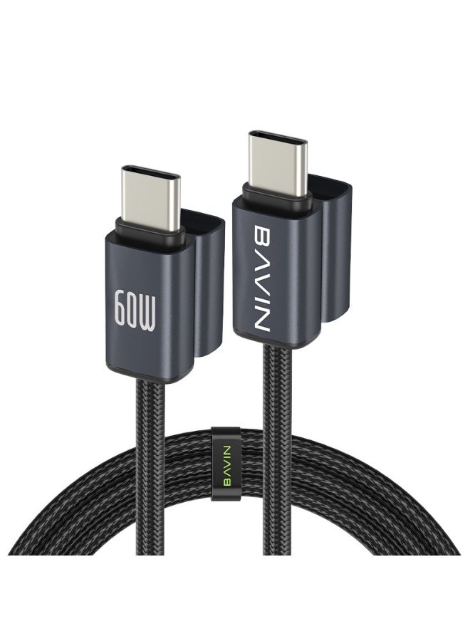 بافين كابل شحن سريع من بافين بقوة 60 واط، من نوع USB-C إلى USB-C، يدعم تقنية PD لتوصيل الطاقة، كابل نقل بيانات عالي السرعة، تصميم متين من النايلون المضفر، موصلات معدنية قوية، كابل USB-C مقاوم للتشابك للهواتف الذكية والأجهزة اللوحية وأجهزة الكمبيوتر المحمولة وبنوك الطاقة وغيرها - Image 1