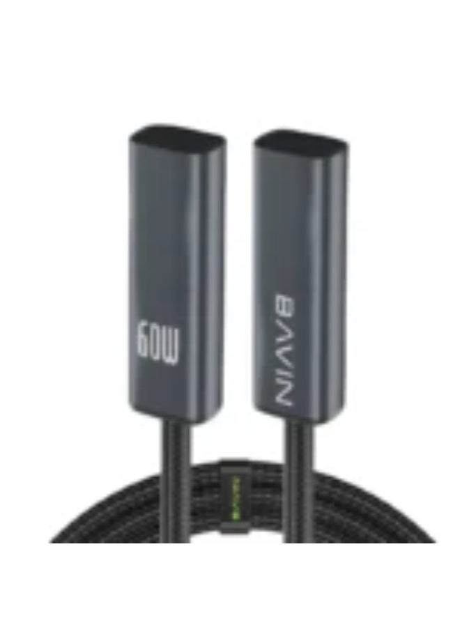 بافين كابل شحن سريع من بافين بقوة 60 واط، من نوع USB-C إلى USB-C، يدعم تقنية PD لتوصيل الطاقة، كابل نقل بيانات عالي السرعة، تصميم متين من النايلون المضفر، موصلات معدنية قوية، كابل USB-C مقاوم للتشابك للهواتف الذكية والأجهزة اللوحية وأجهزة الكمبيوتر المحمولة وبنوك الطاقة وغيرها - Image 2