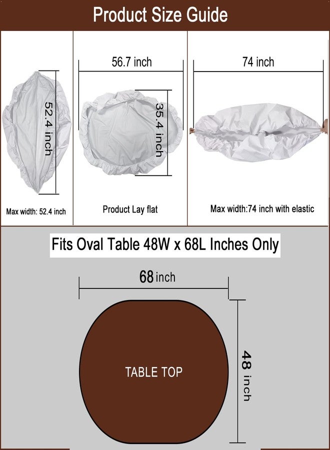 LIBERECOO Oval Fitted Vinyl Tablecloth with Flannel Backing -Pure White - Fits 48" x 68" Oval Table - Waterproof, Elastic Edged for Secure Fit, Easy to Clean Plastic Table Cover - Image 2