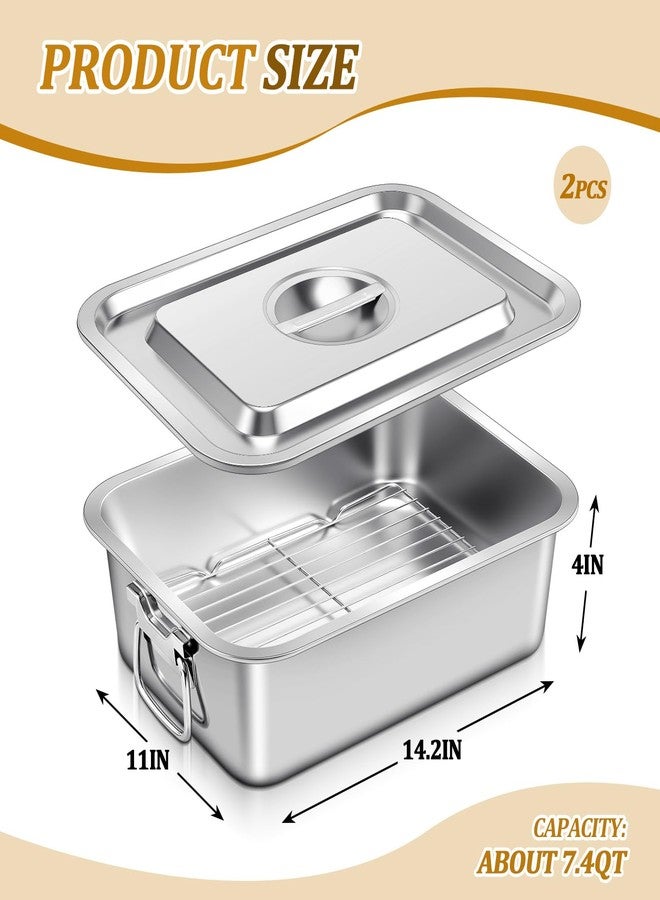 Tiangrid طقم صواني لازانيا من تيانغريد، قطعتان، عمق 4 بوصات، مع غطاء ورف ومقبض، مقاس 14.2 × 11 بوصة، سعة 7.4 كوارت، مصنوعة من الفولاذ المقاوم للصدأ، غير لاصقة، مناسبة للخبز والتحميص والطهي في الفرن وغسالة الصحون والطبخ العائلي. - Image 2