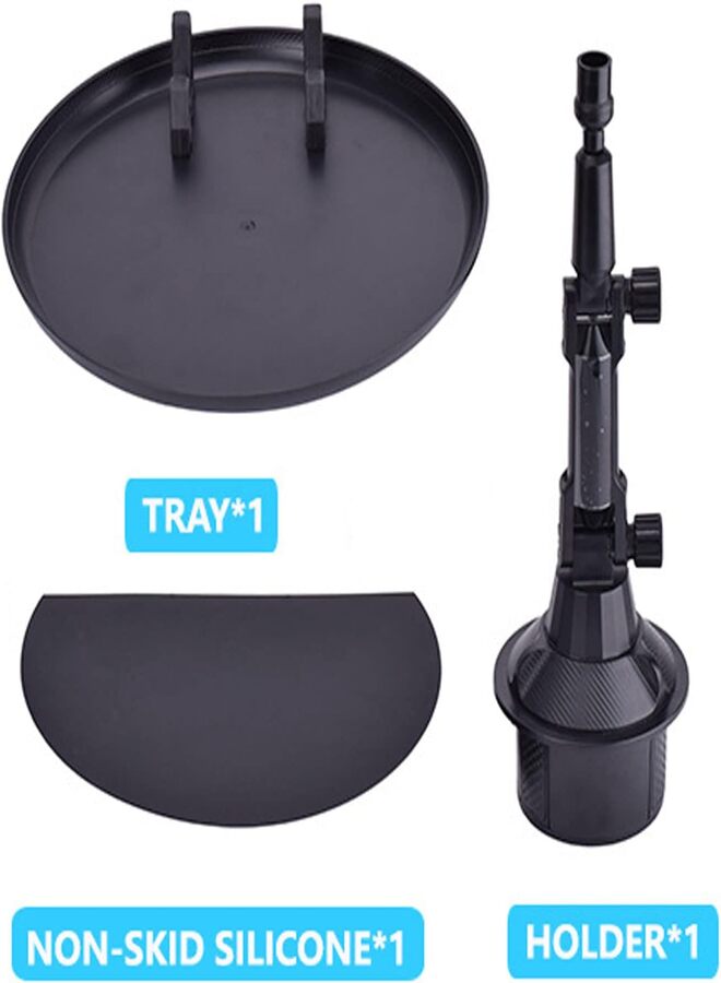 SUKILO Multifunctional Car Drink Holder & Dining Table with 360° Rotating Adjustable Food Plate, Extendable Base, Cup & Accessory Holder – Portable Car Tray for Food, Coffee, Keys, Lipstick – Easy Installation  - Image 4