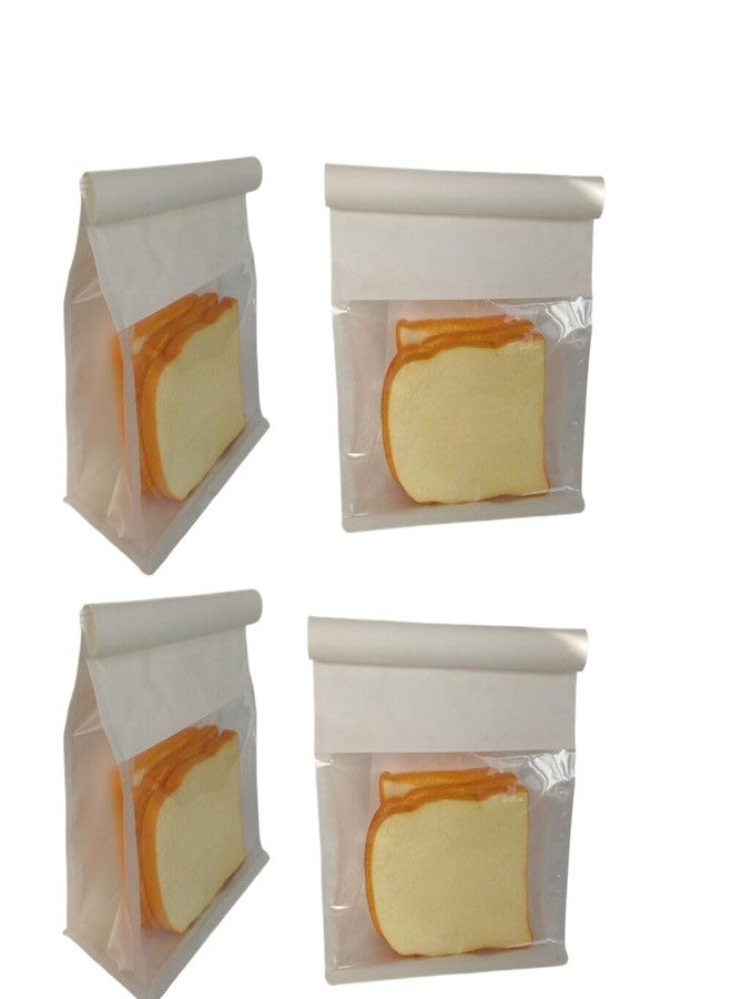 Jilukibo Large White Paper Toast Bags with Clear Window, Food Storage Bakery Bag with Steel Wire Edge Sealing for Bread Loaf Cookie Coffee Bean, Tin Tie Tab Lock Opening Stand Up Pouches (25 Pack) - Image 1
