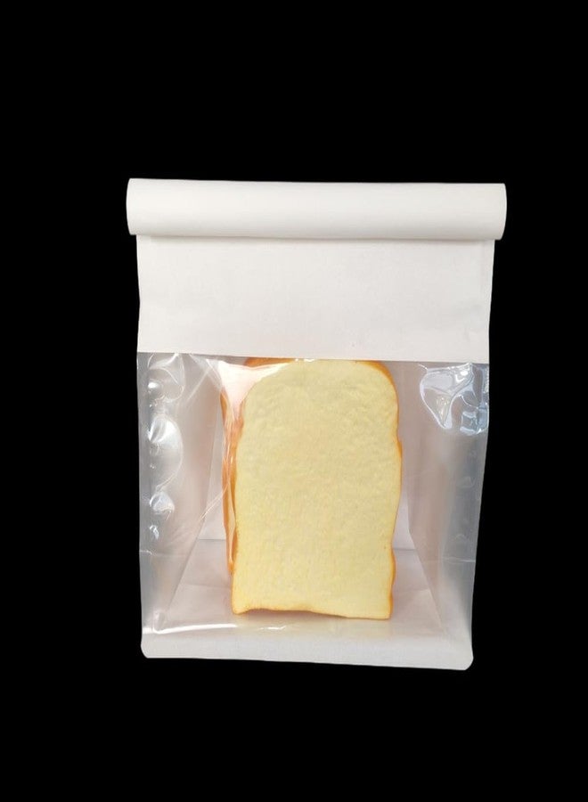 Jilukibo Large White Paper Toast Bags with Clear Window, Food Storage Bakery Bag with Steel Wire Edge Sealing for Bread Loaf Cookie Coffee Bean, Tin Tie Tab Lock Opening Stand Up Pouches (25 Pack) - Image 5