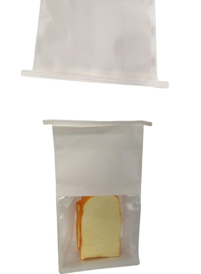 Jilukibo Large White Paper Toast Bags with Clear Window, Food Storage Bakery Bag with Steel Wire Edge Sealing for Bread Loaf Cookie Coffee Bean, Tin Tie Tab Lock Opening Stand Up Pouches (25 Pack) - Image 3