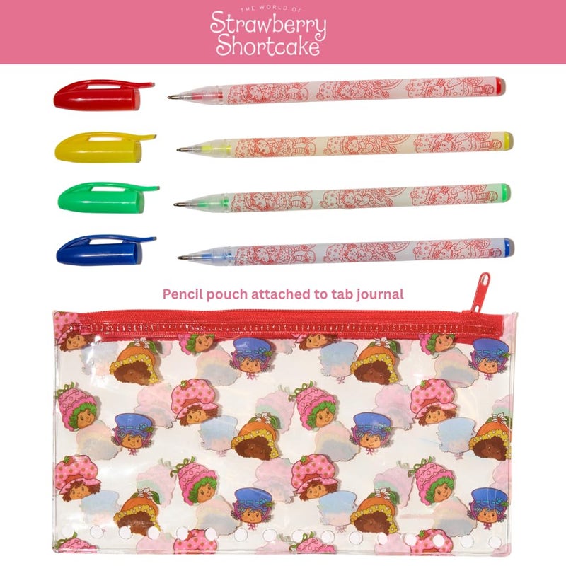 Innovative Designs Strawberry Shortcake Tab Journal Notebook with Gel Pens, Spiral Bound Notebook and Pencil Case Set, 96 Lined Pages, 8 x 7 - Image 4