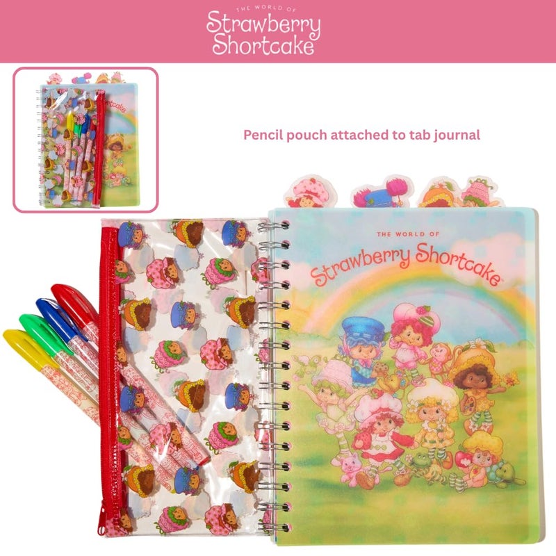 Innovative Designs Strawberry Shortcake Tab Journal Notebook with Gel Pens, Spiral Bound Notebook and Pencil Case Set, 96 Lined Pages, 8 x 7 - Image 2