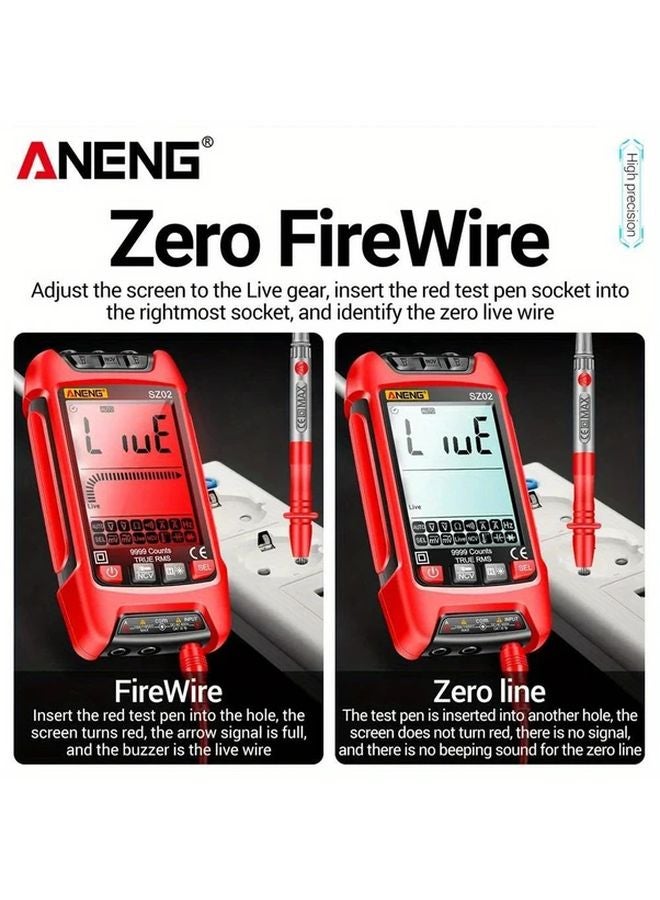 ANENG SZ02 Red Smart Digital Multimeter 9999 Counts True RMS Auto Electrical Tester - Image 3