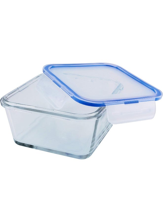 Mondex عبوة تخزين طعام زجاجية مربعة 400 مل و 903 مل مع غطاء أزرق - Image 2