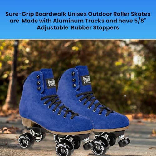Sure-Grip Boardwalk Unisex Outdoor Roller Skates Material of Leather, Rubber, Suede & Aluminum Trucks | Comfortable, Extra Long Laces - Suitable for Beginners (Blueberry Plus, Mens 5 / Womens 6) - Image 2