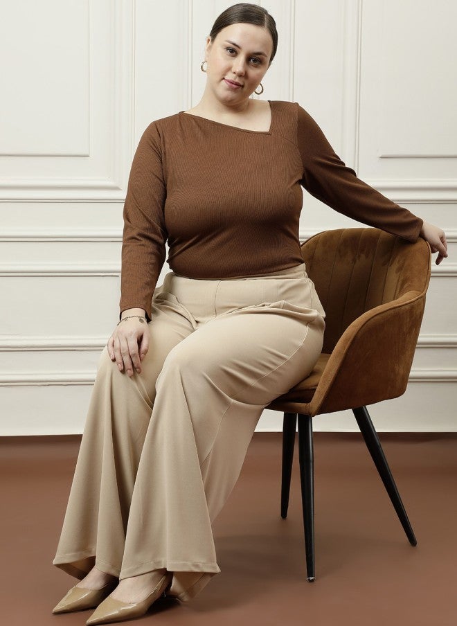 Athena Brown Blouson Top for Women - Image 1