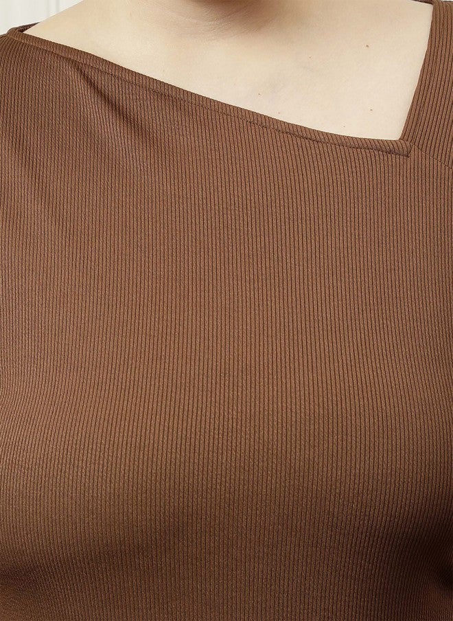 Athena Brown Blouson Top for Women - Image 3