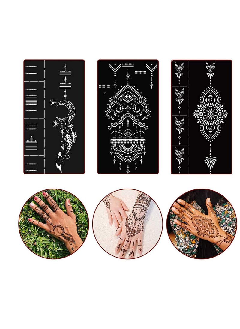 NIBEMINENT - Tattoo Templates, Henna Stencils, 12 Sheet Hand Temporary Stickers, Self-Adhesive Reusable, Tattoos for Kids&Adults Body Art Template, Painting Stencils - Image 1