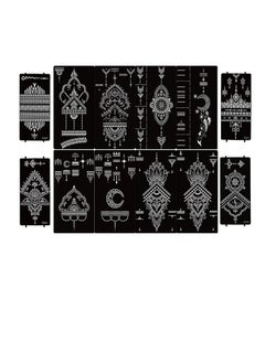 Tattoo Templates, Henna Stencils, 12 Sheet Hand Temporary Stickers, Self-Adhesive Reusable, Tattoos for Kids&Adults Body Art Template, Painting Stencils