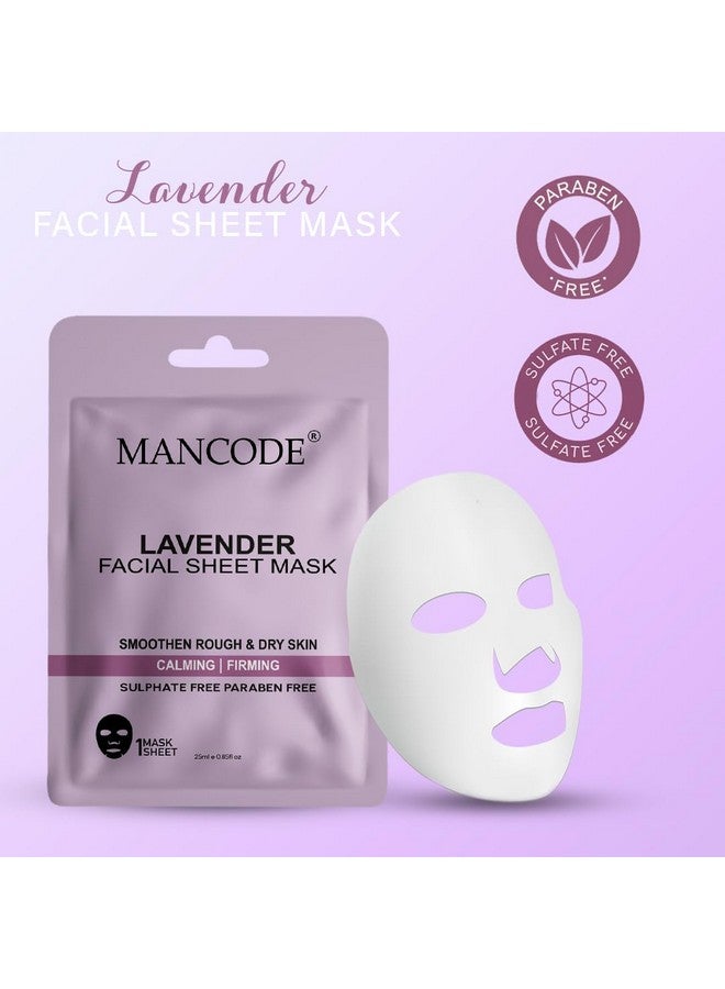 MAN CODE Mancode Lavender Facial Sheet Mask 25ml Smoothen Rough & Dry Skin Calming Firming Pore Reducing, Brightening and Enhances Daily Glow | Korean Sheet Mask for Men Women Sheet Mask Set Combo Pack of 3 - Image 4