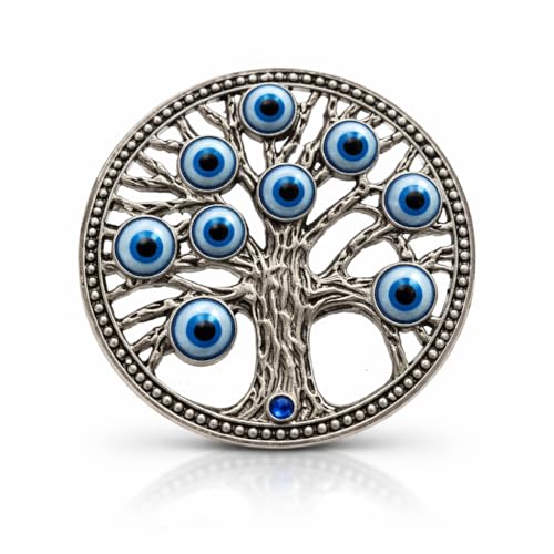 BLUE BEADS Home & Decor Magnets Multi Design Turkish Round Evil Eye Fridge Magnet Refrigerator Sticker Good Luck & Protection Unique Items Home and Office Decorative Car Accessories (Tree) - Image 1