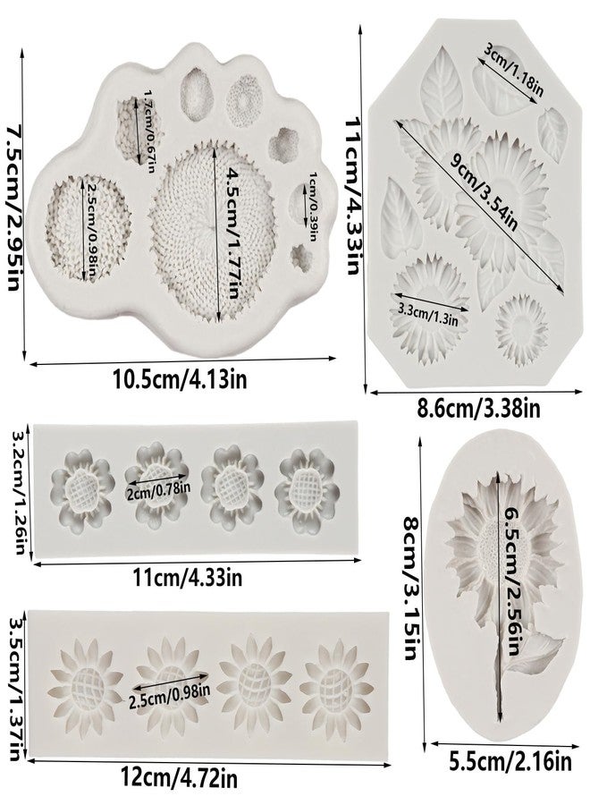 FCKEMLDS Sunflower Silicone Molds Sunflower Stamen Fondant Mold For Cake Decorating Chocolate Cupcake Topper Candy Polymer Clay Gum Paste Set Of 5 - Image 2