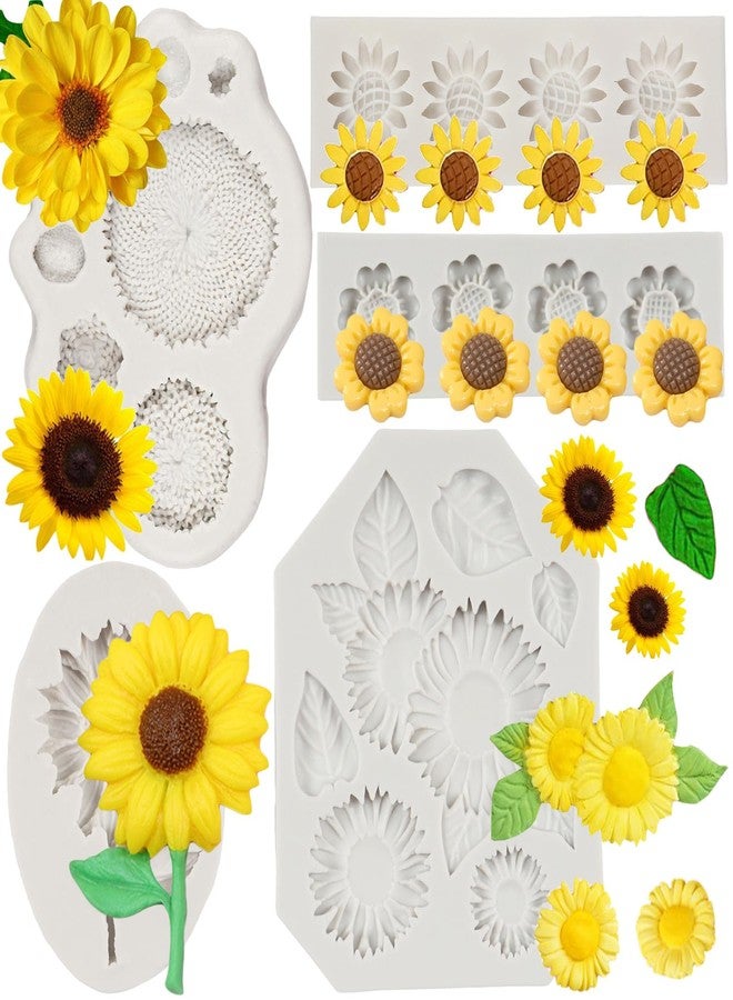 FCKEMLDS Sunflower Silicone Molds Sunflower Stamen Fondant Mold For Cake Decorating Chocolate Cupcake Topper Candy Polymer Clay Gum Paste Set Of 5 - Image 1