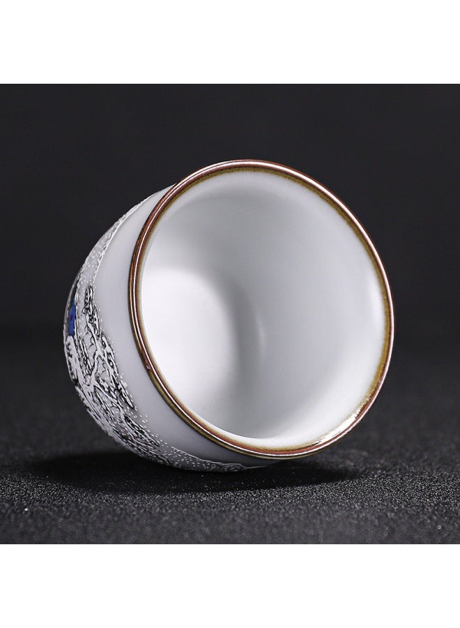Ru Kiln Teacup Master Cup Individual Single Cup Open Piece Ice Flower Glaze Ceramic Tea Tasting Cup Kung Fu Tea Set Tea Bowl Gift Box-Color:Ru Kiln Moon White Round Melting Cup-snow Scenery Collect And Purchase To Get A Tea Towel-Capacity:Other - Image 3
