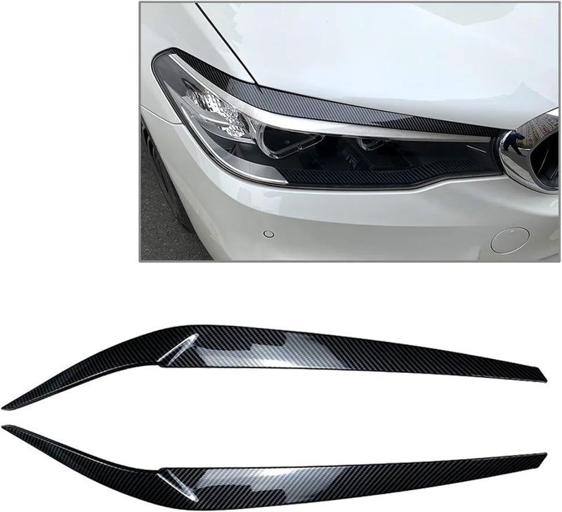DEMULAX Carbon Fiber Headlight Eyebrow Trim for BMW 5 Series - Image 2