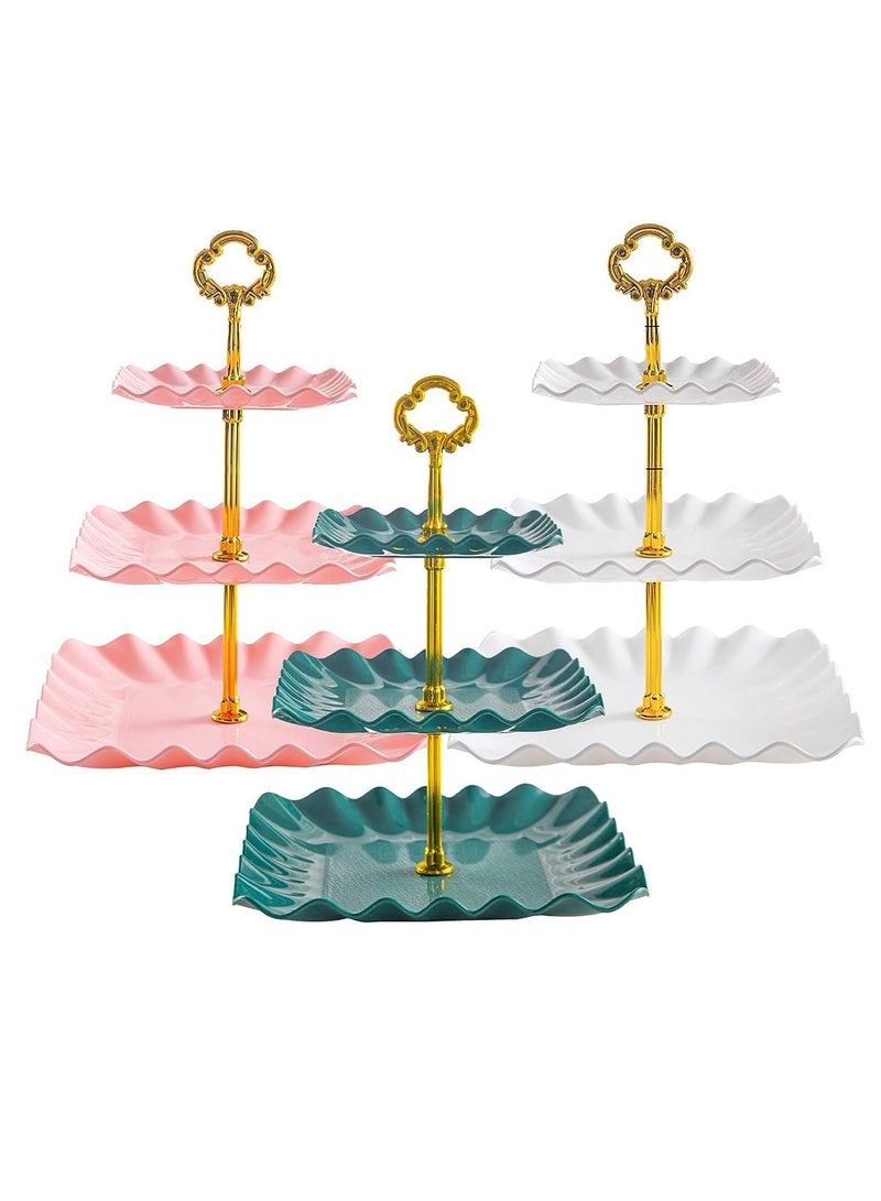 Zikra Cupcake Stand, 3 Pcs 3 Tier Cupcake Stand for Cupcakes, Tiered Cupcake Tower, Plastic Dessert Stand, Dessert Stands for Party, Wedding, Birthday, Baby Shower - Image 1