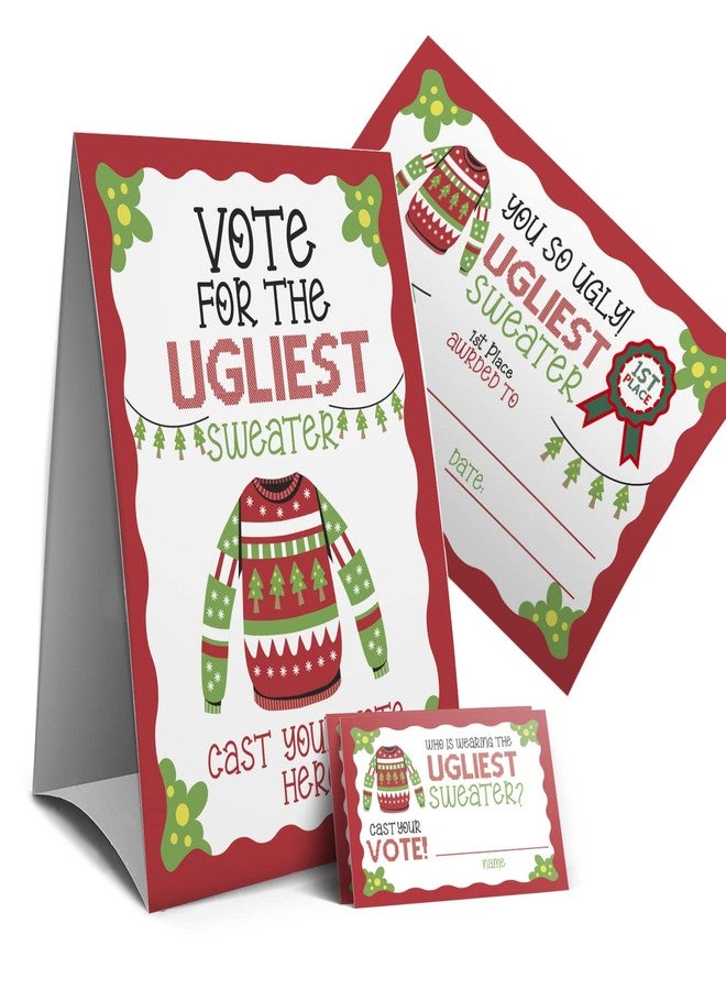 Muruseni Ugly Christmas sweater voting suit, Ugly Sweater Party Christmas Party, Tacky Christmas Party-1 Sign,1Awards and 50 Guessing Cards（43C） - Image 2