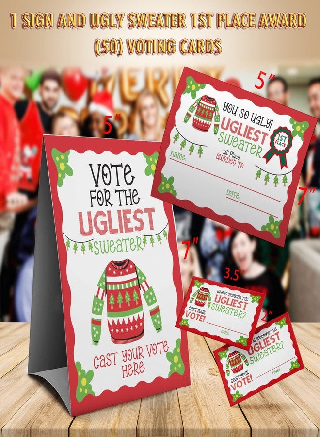 Muruseni Ugly Christmas sweater voting suit, Ugly Sweater Party Christmas Party, Tacky Christmas Party-1 Sign,1Awards and 50 Guessing Cards（43C） - Image 4