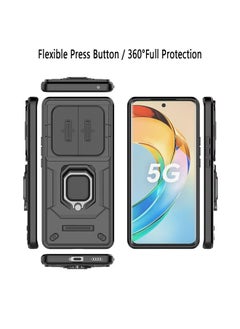 X-level Case Cover for Honor X9b 5G/Honor X50 with Slide Camera Cover Shockproof Metal Ring Stand Protective Back Cover  - Image 2