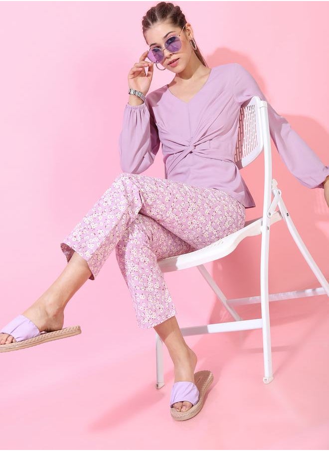 Tokyo Talkies - Solid Tie Up Detail Top with Long Sleeves by Styli - Image 1