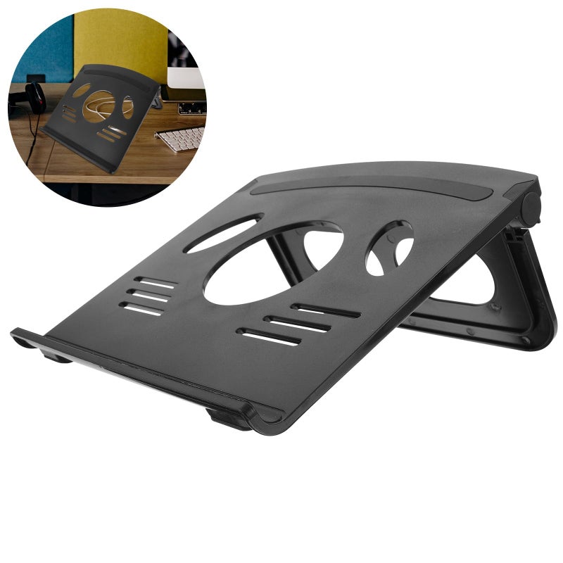 Adjustable Laptop Stand With Anti Slip Cooling Rack Computer Holder For Desk Office Home Black - Image 4