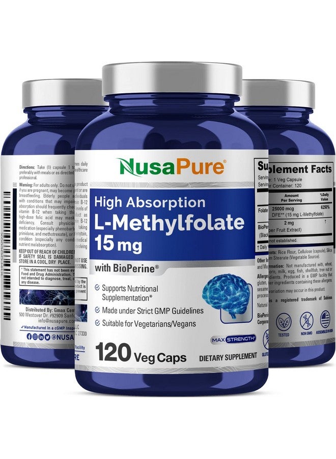 NusaPure L Methylfolate 15mg, 120 Veggie Capsules, Bioperine - Image 5