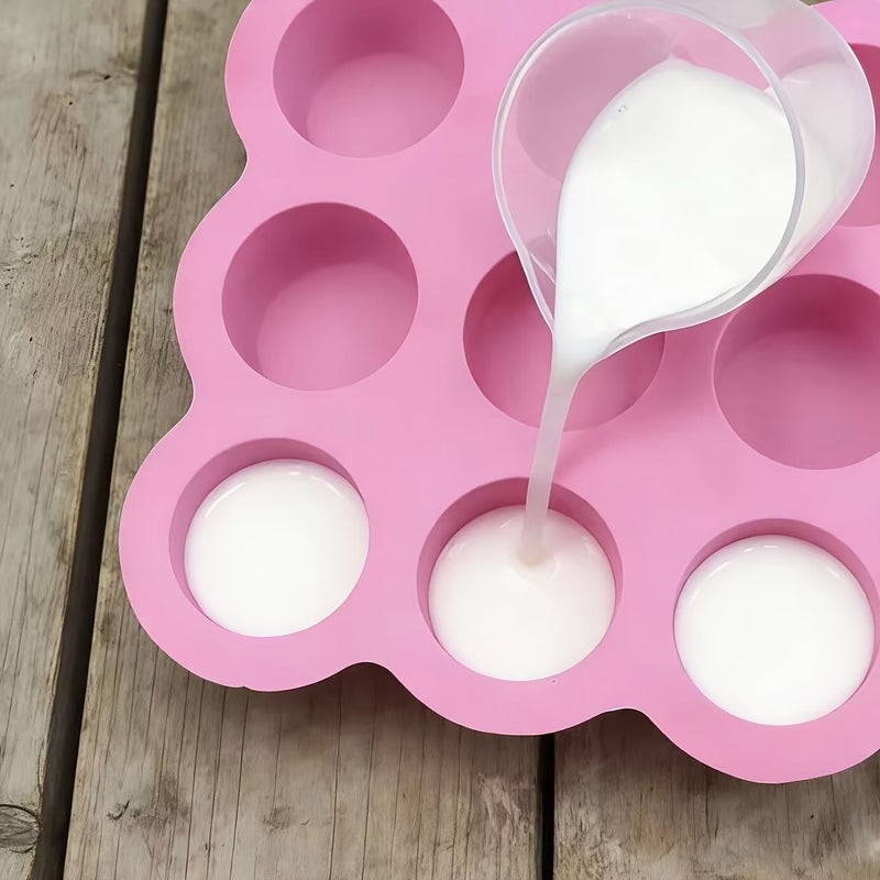 Pink Cylinder Cake Baking Mold Chocolate Pudding Jelly Mold 9 Cavities - Image 1