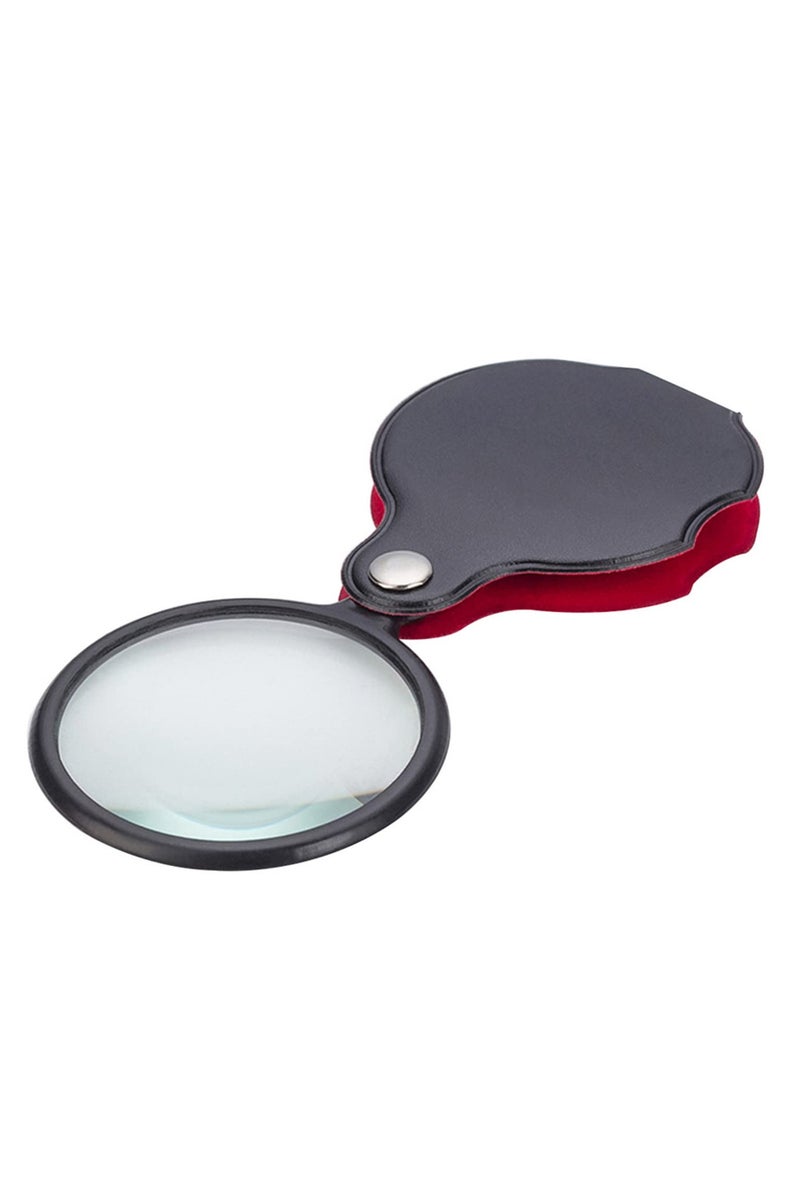 50mm Mini Magnifying Glass 8X with Leather Case Portable Handheld Magnifier for Reading Jewelry Inspection Ideal Gift Single Lens Optical Tool - Image 1
