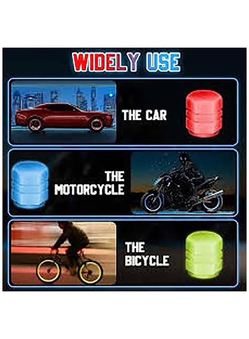 fluorescent  Car & Motorcycle & Bicycle Wheel Tires Valves Cover Light Up - 5 Pcs - Image 3