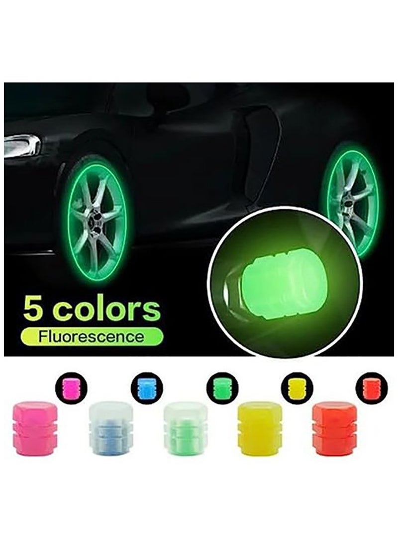 fluorescent  Car & Motorcycle & Bicycle Wheel Tires Valves Cover Light Up - 5 Pcs - Image 5