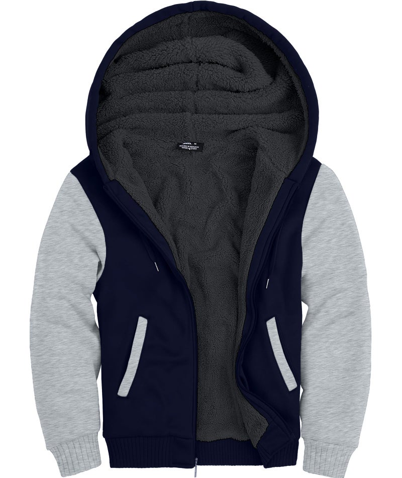 ZITY Men's Zip Up Hoodie Heavyweight Winter Sweatshirt Fleece Sherpa Lined Warm Jacket - Image 2