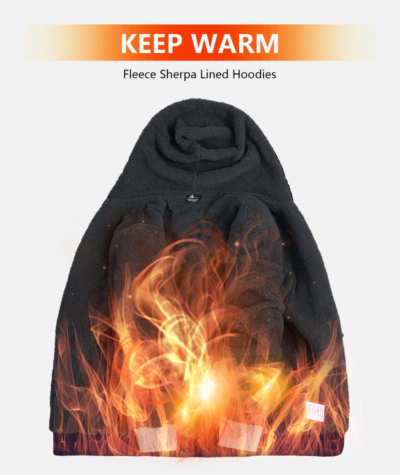 ZITY Men's Zip Up Hoodie Heavyweight Winter Sweatshirt Fleece Sherpa Lined Warm Jacket - Image 3