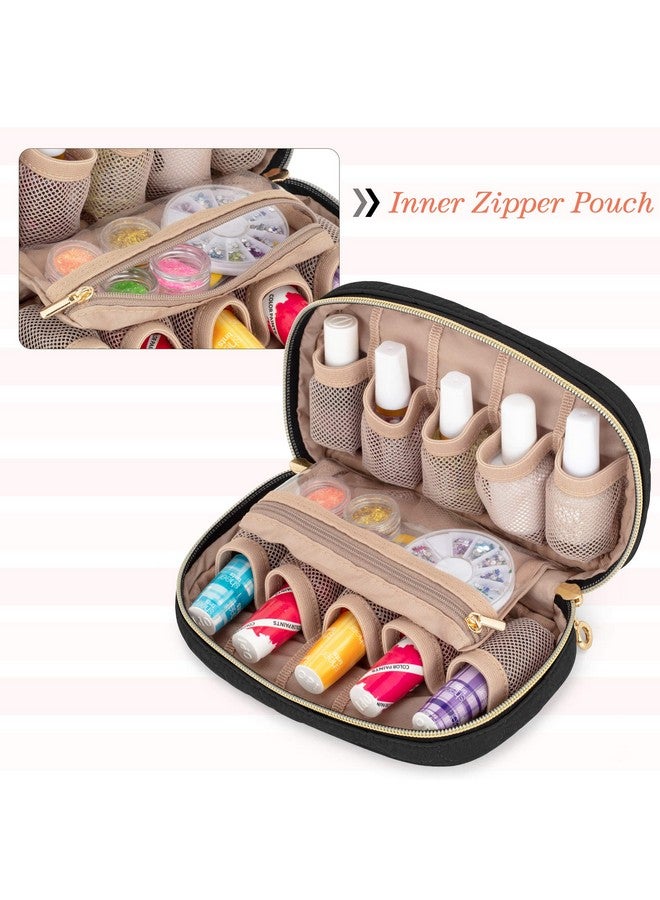 LUXJA Nail Polish Case Holds 10 Bottles (15Ml 0.5 Fl.Oz) Nail Polish Organizer With Zipper Pockets (Bag Only) Black  - Image 2