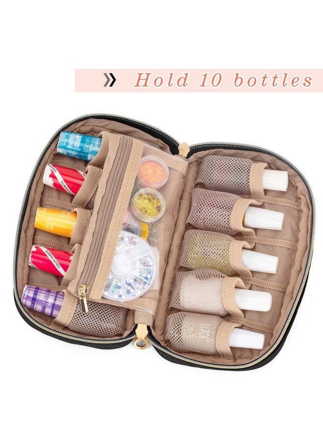 LUXJA Nail Polish Case Holds 10 Bottles (15Ml 0.5 Fl.Oz) Nail Polish Organizer With Zipper Pockets (Bag Only) Black  - Image 3