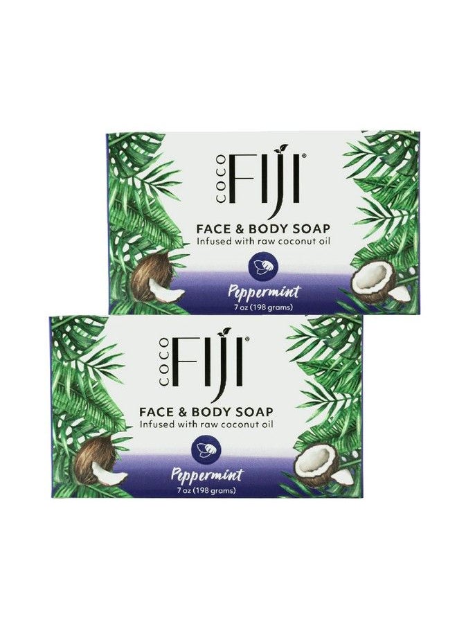 Organic Fiji - "Coco Fiji Soap Bar For Face And Body Infused With Organic Coconut Oil Peppermint Essential Oil Natural Soap For Moisturizing & Pore Purifying Skin 7 Oz Pack Of 2 " - Image 1