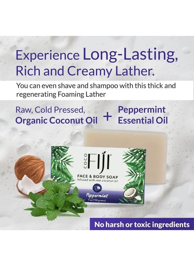 Organic Fiji - "Coco Fiji Soap Bar For Face And Body Infused With Organic Coconut Oil Peppermint Essential Oil Natural Soap For Moisturizing & Pore Purifying Skin 7 Oz Pack Of 2 " - Image 1