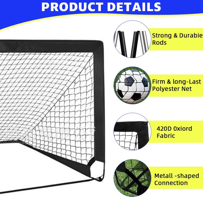 Proberos ® Football Goal Net Kit for Kids, Football Training Goal Target Net with Inflatable Soccer Ball, Inflator Pump, Ground Stakes, Training Cones, Black Training Cone Marker 47x37x35 Inch - Image 3