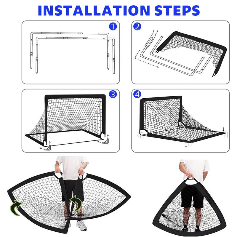 Proberos ® Football Goal Net Kit for Kids, Football Training Goal Target Net with Inflatable Soccer Ball, Inflator Pump, Ground Stakes, Training Cones, Black Training Cone Marker 47x37x35 Inch - Image 4