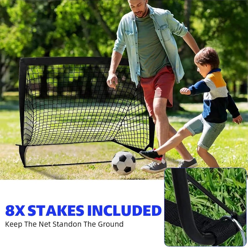 Proberos ® Football Goal Net Kit for Kids, Football Training Goal Target Net with Inflatable Soccer Ball, Inflator Pump, Ground Stakes, Training Cones, Black Training Cone Marker 47x37x35 Inch - Image 5