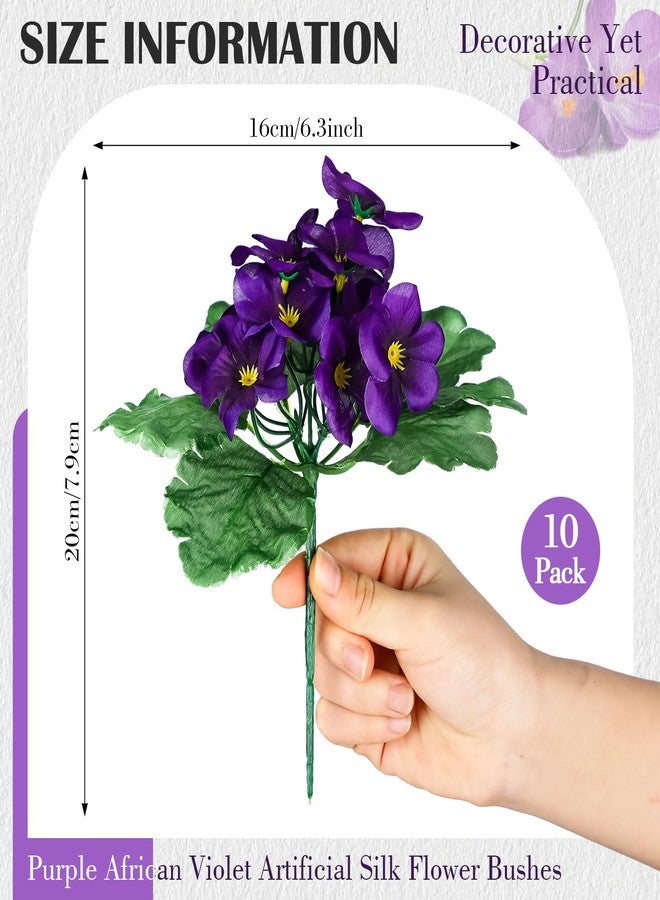 Maysing 10 Pcs African Violet Artificial Plant Purple African Violet Individual 9 Inches Artificial Flowers for Home Decoration Office Decor Gift - Image 3