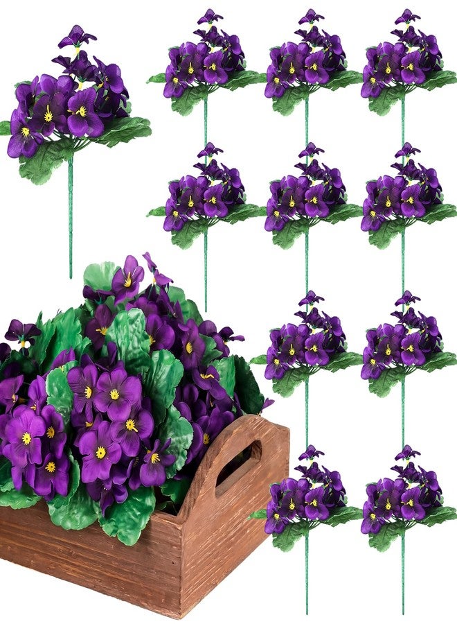 Maysing 10 Pcs African Violet Artificial Plant Purple African Violet Individual 9 Inches Artificial Flowers for Home Decoration Office Decor Gift - Image 4