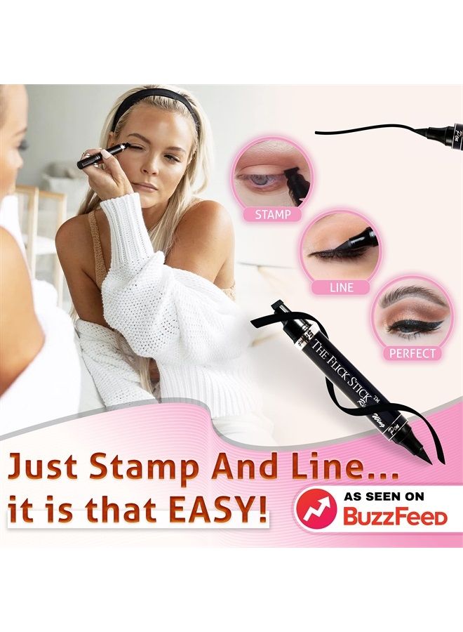 The Flick Stick Winged Eyeliner Stamp by Lovoir, Waterproof Make Up, Smudgeproof, Long Lasting Liquid Eye liner Pen, Vamp Style Wing, 2 Wingliner Pens (12mm Vintage, Midnight Black) - Image 2