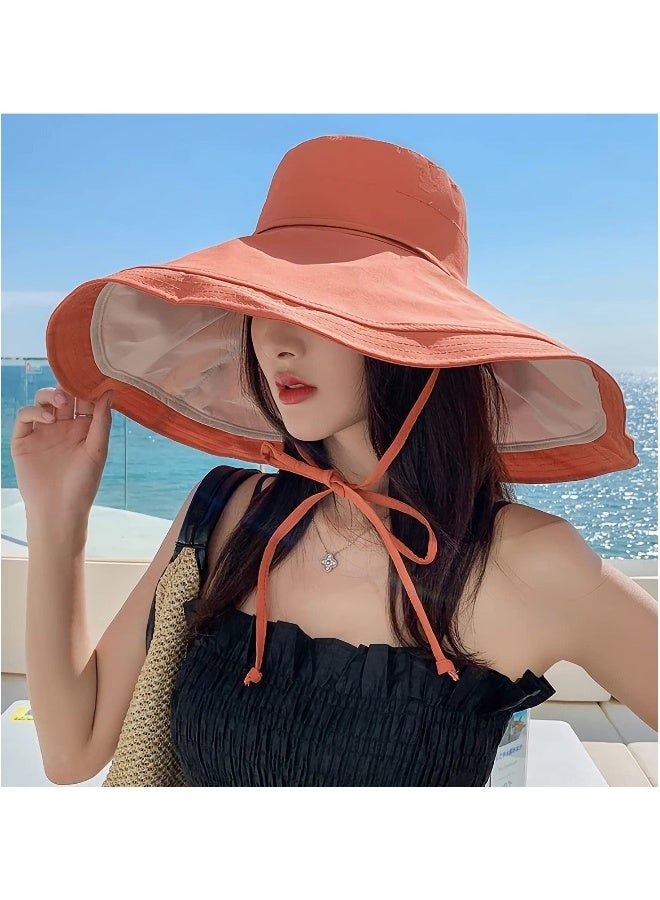 Women's Packable Reversible Bucket Hat Super Wide Brim Women Sun Hat Cotton Floppy Wired Edge Hats UV Sun Protection Wide Brim Summer Beach Travel Garden Cap  - Image 2